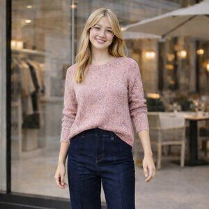 MAJE ROSE SHIMMER CROPPED SWEATER PULLOVER SZ 1 (XS-S)